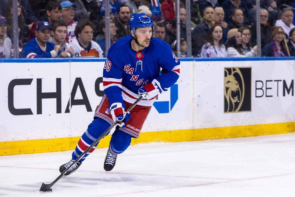 Sam Carrick is pictured during the Rangers' game against the Flyers on Jan. 23.